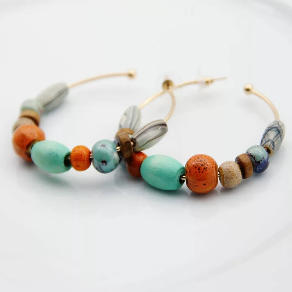 Petite Beaded Hoop Earrings
