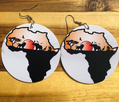 African Wooden Earrings