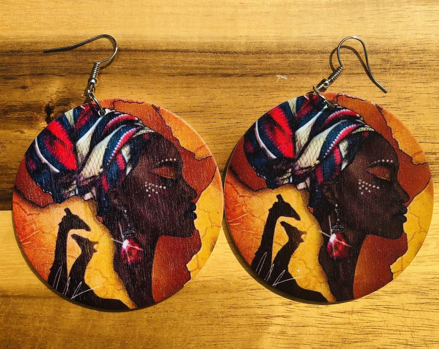 African Wooden Earrings