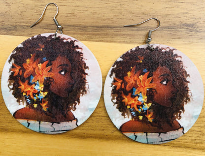 African Wooden Earrings